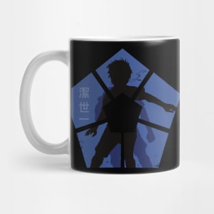 Blue lock anime characters silhouette in blue lock logo shape Mug